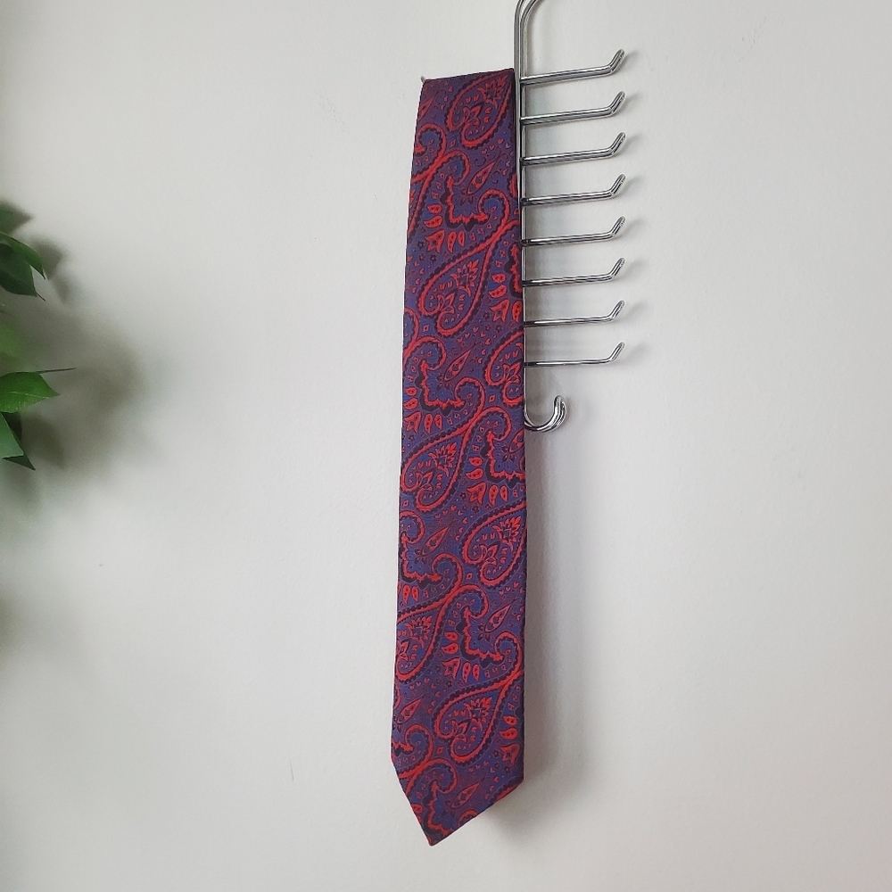 Vintage Dacron Paisley Tie Red and Blue Bandana Style
